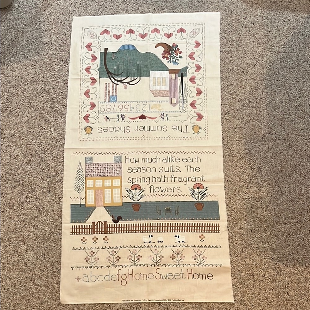 Fabric panel pillows Home Sweet Home Decorative Tapestry Needlework Sampler